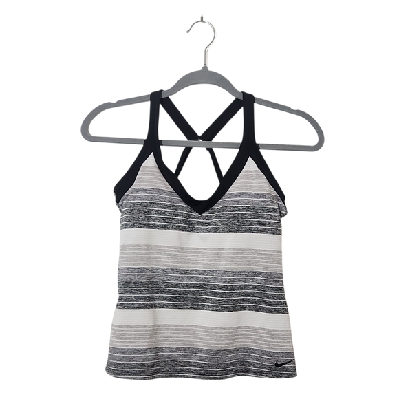 Nike Black and Gray Stripe Athletic Tank Top Size Small Nike Striped Tank - Picture 1 of 8